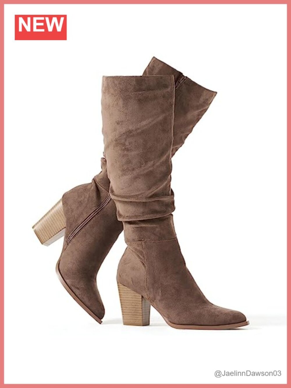 Faux Suede Knee High Boots Pointed Toe Chunky Heel Women Tall Slouchy Shoes